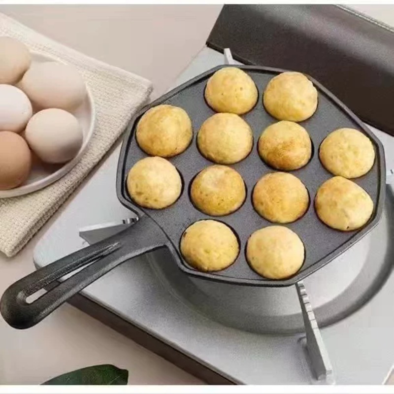 Takoyaki Pan Cast - Cast Iron Non-Stick Egg Pan (Uncoated),