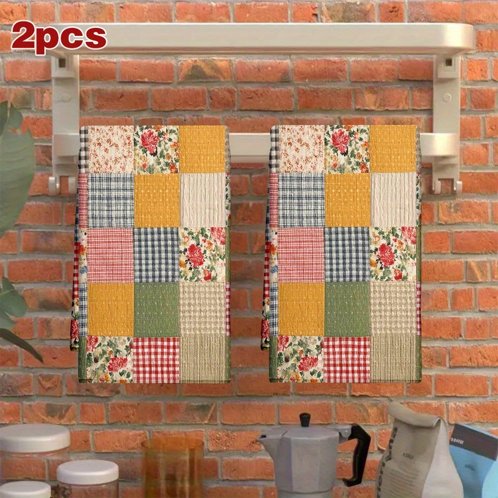 2Pcs, Plaid Spring Kitchen Tow - Home Cooking Is The Best 评论和价格