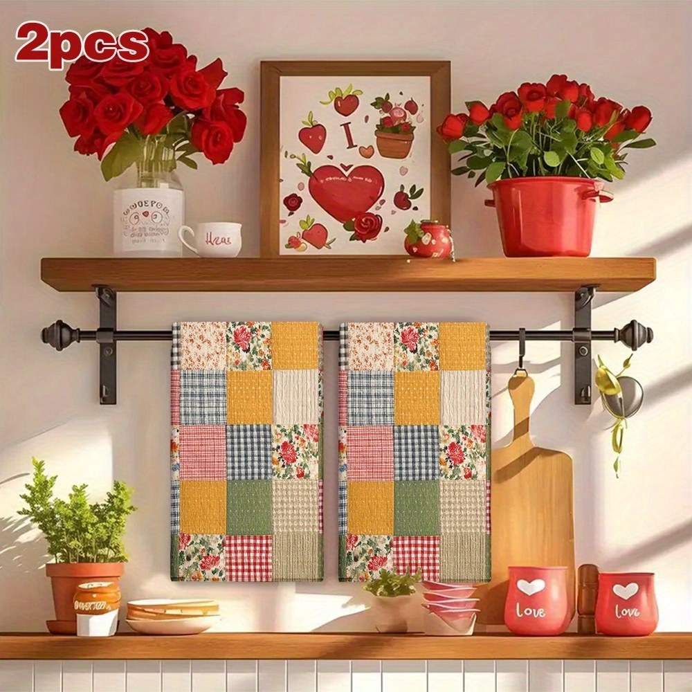 2Pcs, Plaid Spring Kitchen Tow - Home Cooking Is The Best 评论和价格