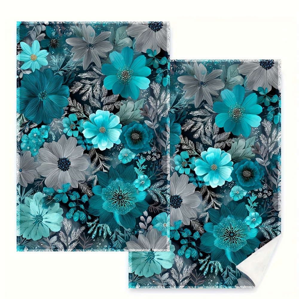 2Pcs, Blue Floral Kitchen Towe - Home Cooking Is The Best 评论和价格