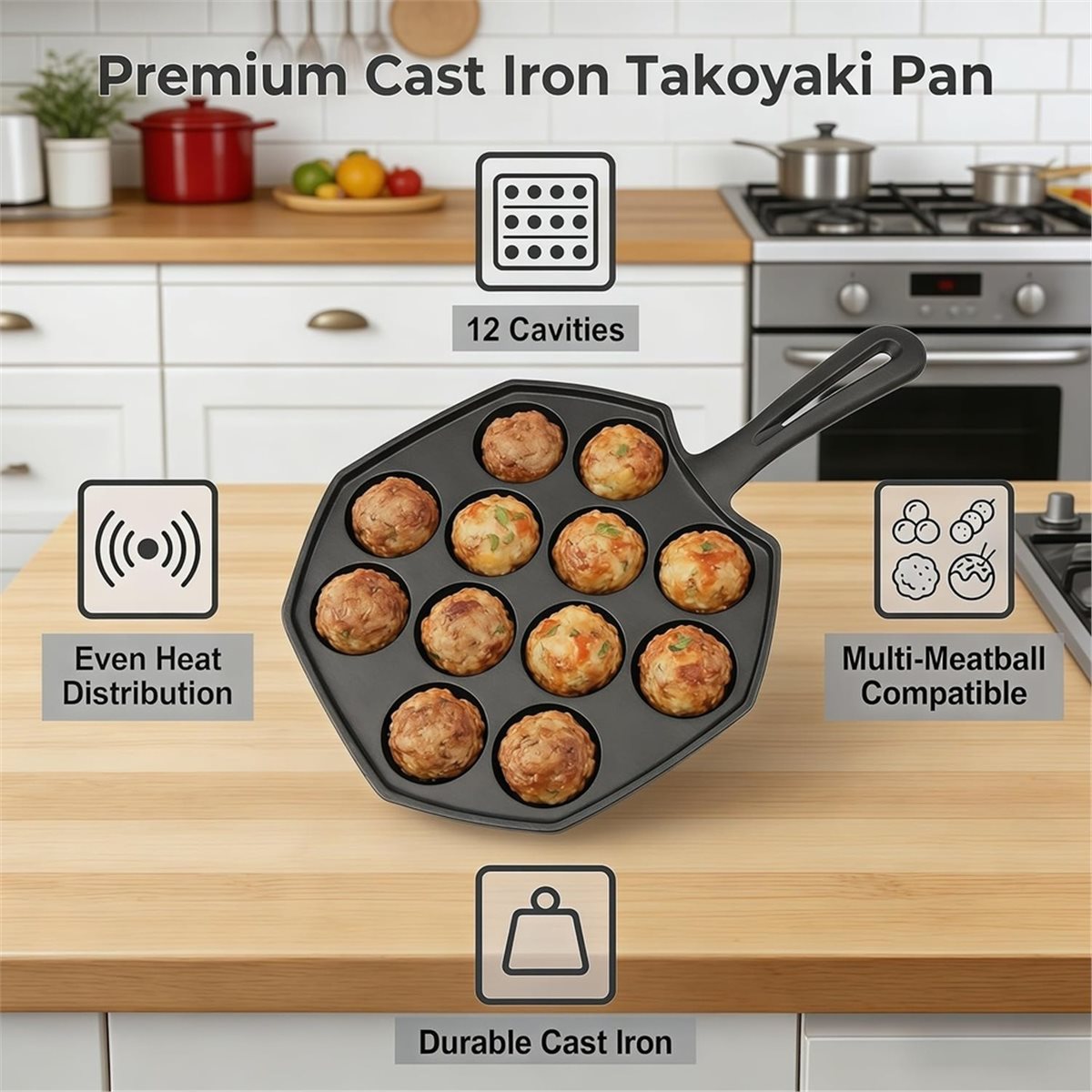 Cast Iron Takoyaki Pan 12 Hole - Takoyaki Pan Cast 评论和价格