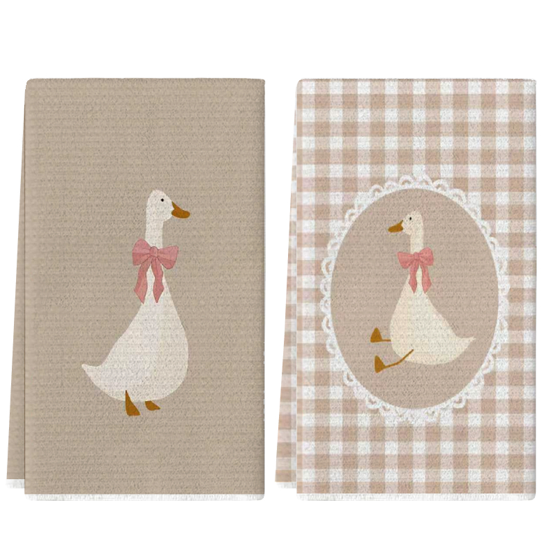 2Pcs, Cute Duck Kitchen Towels - Home Cooking Is The Best 评论和价格