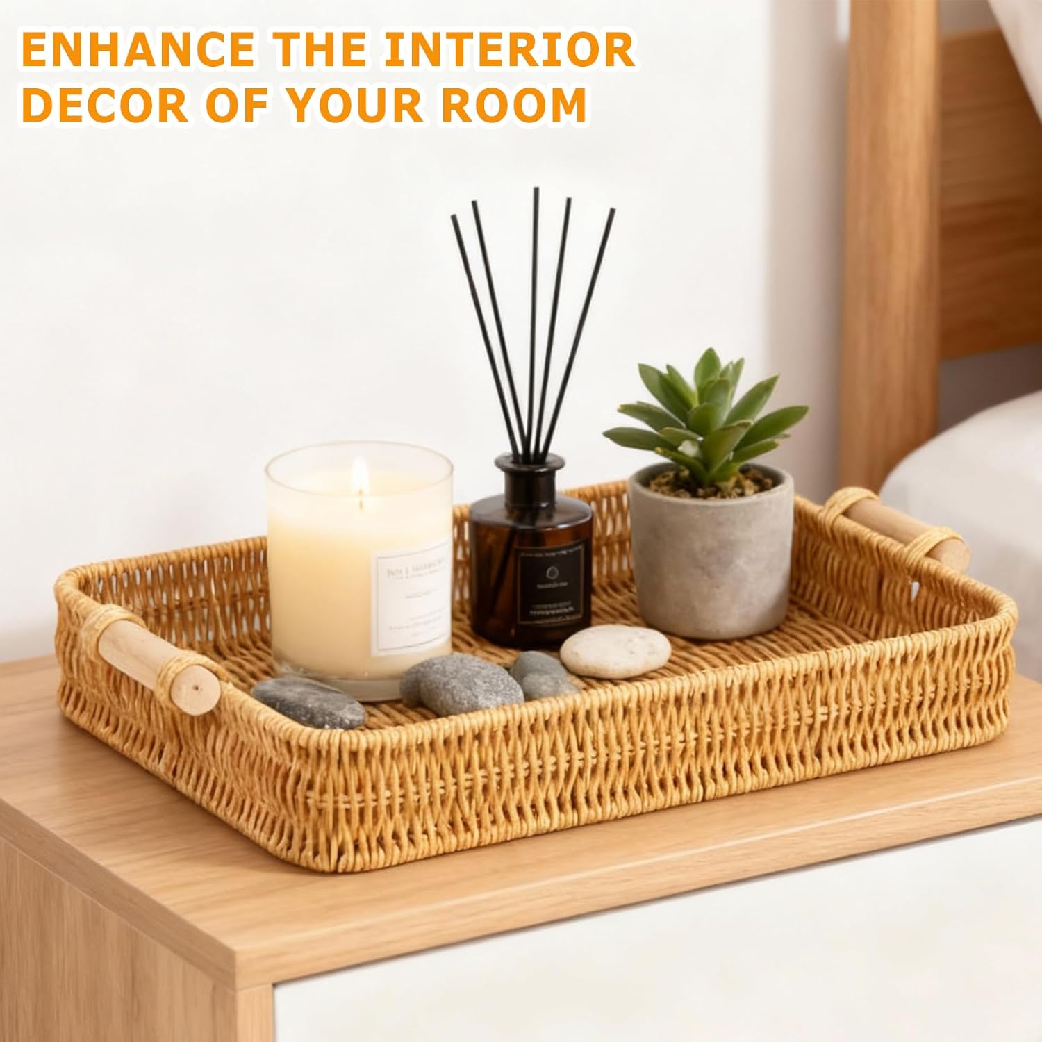 Wicker Tray Rectangular Rattan - Home Cooking Recipes 评论和价格