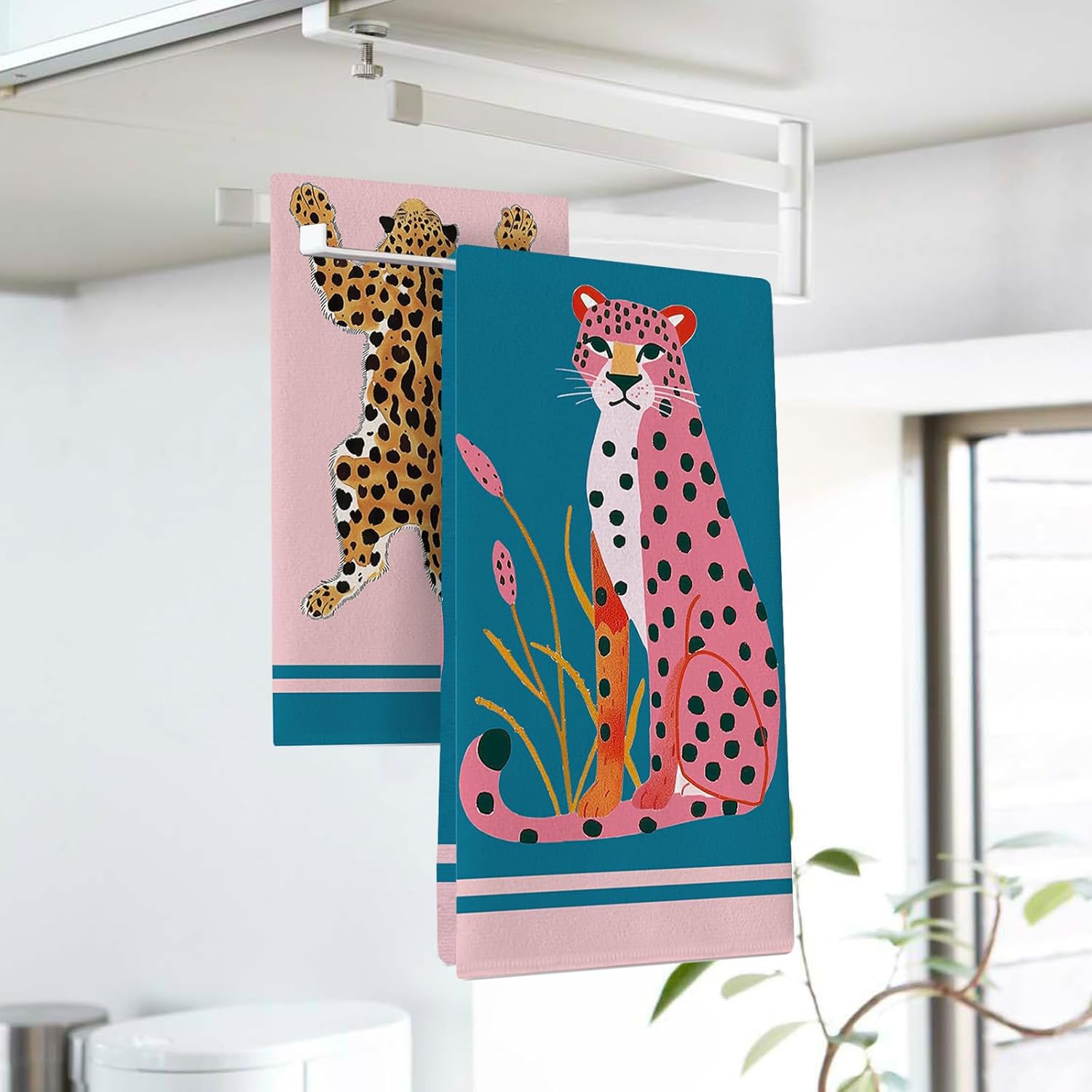 2Pcs, Pink and Blue Leopard Ki - Home Cooking Is The Best 评论和价格