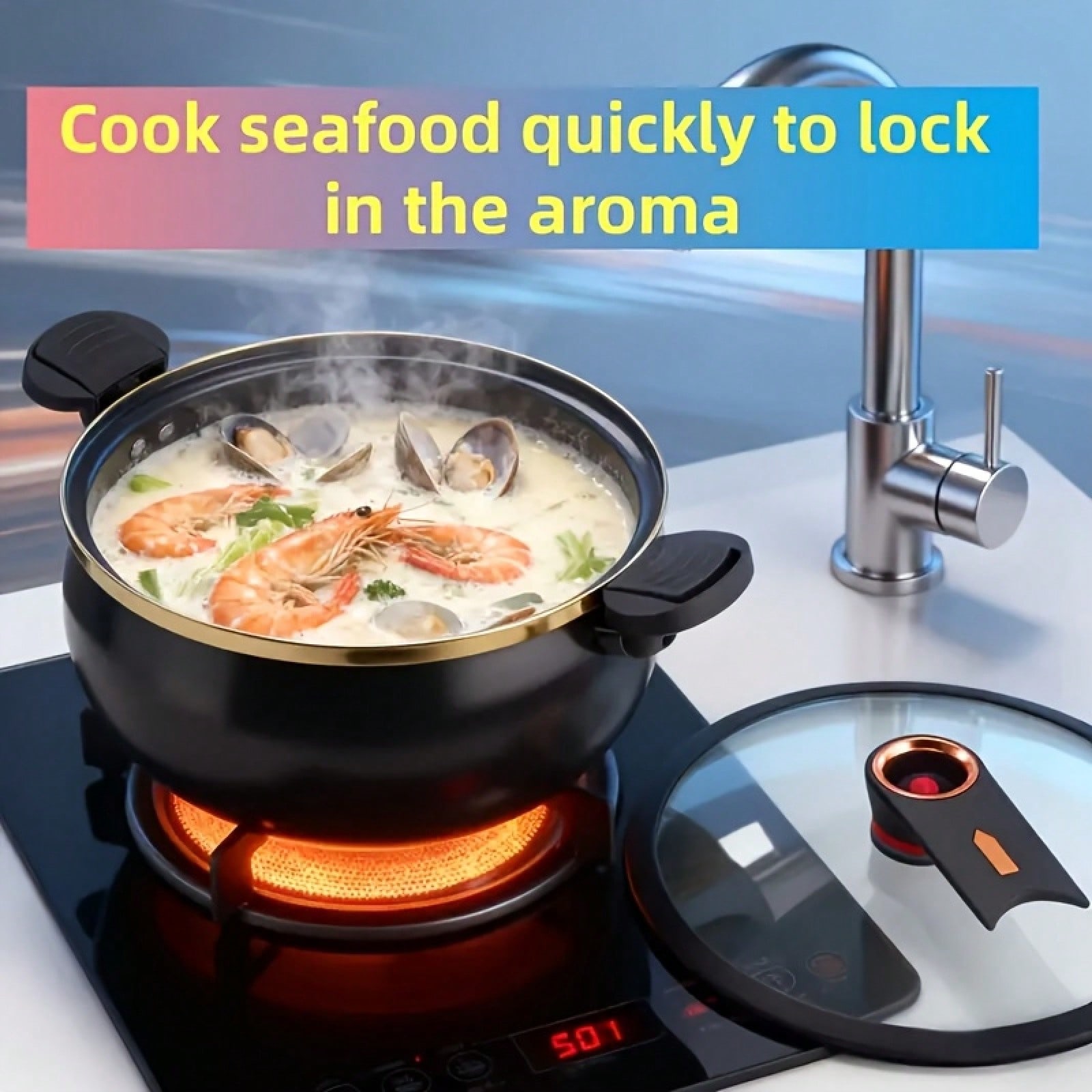 1Pc Large 8.45QT Non-Stick Ste - Home Cooking Fast Foods 评论和价格