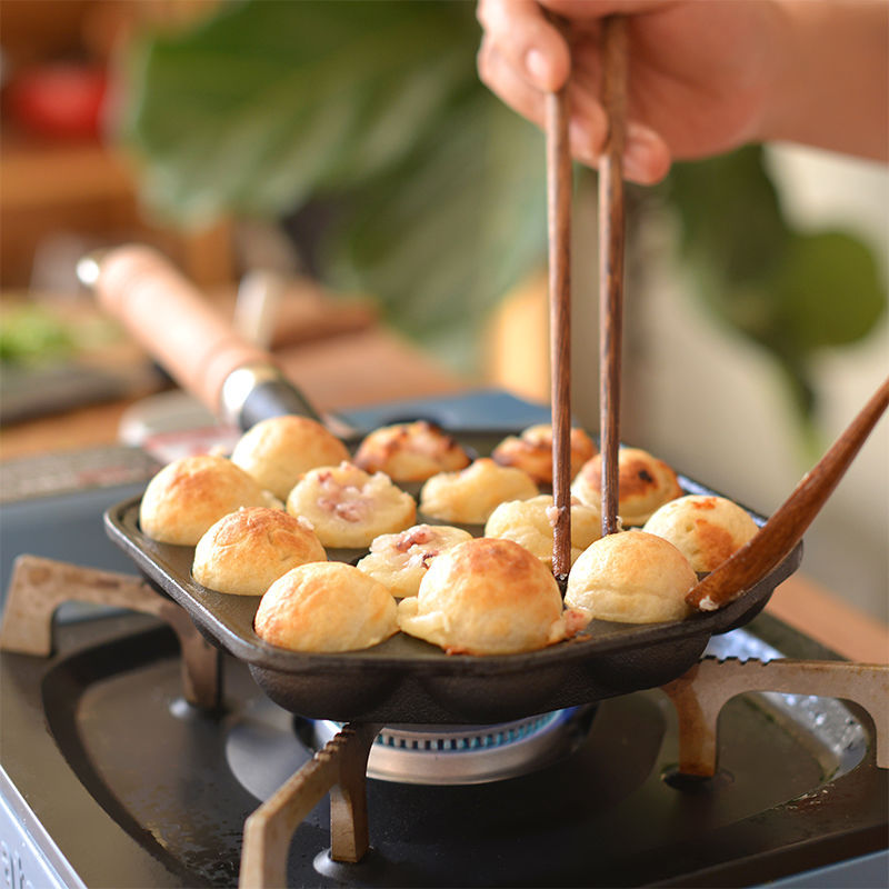 12/14 Hole Takoyaki Pan Wooden - Takoyaki Pan Cast 评论和价格