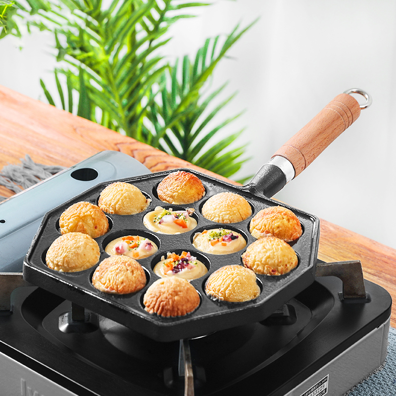12/14 Hole Takoyaki Pan Wooden - Takoyaki Pan Cast 评论和价格